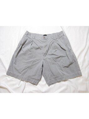 Vtg Structure Shorts Men Sz 34 Blue White Stripe Pleated 90s Y2K (MP590) "Issue"